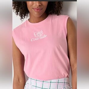 Catch Me Courtside Pink Sleeveless Graphic Tank Top